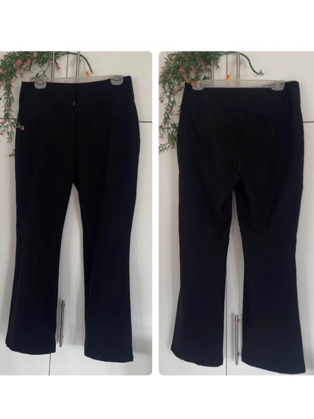 Suzy Shier Black Dress Pants Wide Leg Zipper Button Closure Work Size 7